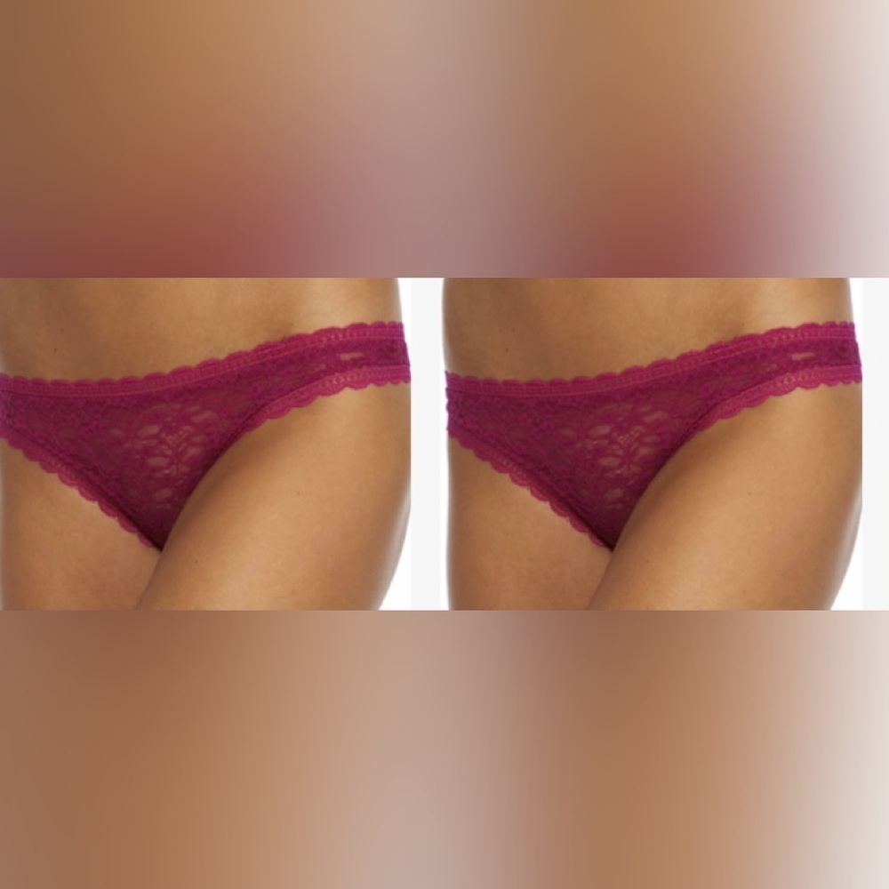 Free People Intimately Lot of 2 Panty Lace Tanga Dark Pink. Size XS. NWT